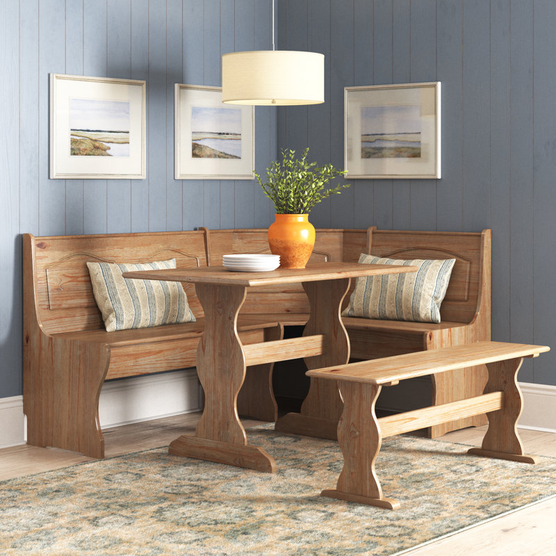 Wiltz 3 Piece Solid Wood Breakfast Nook Dining Set & Reviews Birch Lane